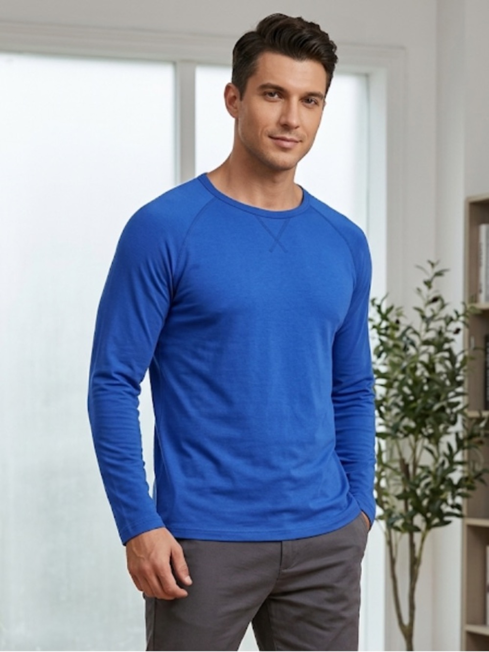 Classic Blue Long Sleeve Men's Tee
